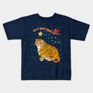 Tiger's Christmas tree and Santa/ Year of the Tiger /New Year 2022/ Tiger 2022 Kids T-Shirt